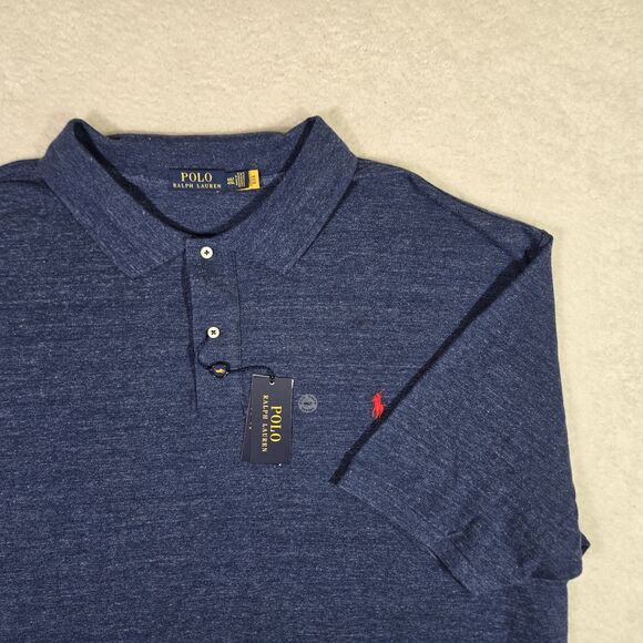 NEW Polo Ralph Lauren Mens 4XLT Heather Blue Polo Shirt Red Pony 4XL Big & Tall - Picture 1 of 6